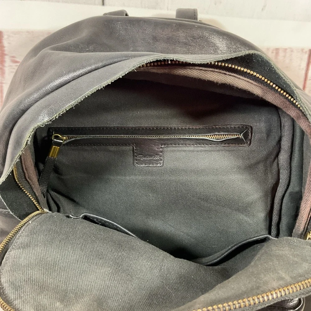 Madewell The Lorimer Backpack Black Italian Leather Minimalist Academia Preppy‎
